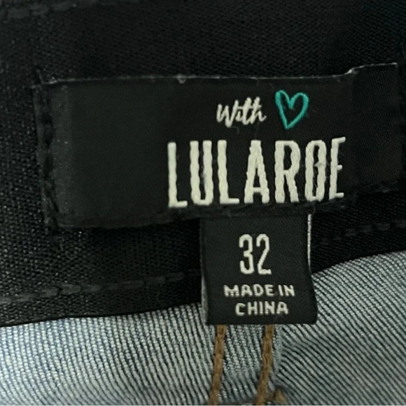 Lularoe Womens Skinny Jeans Size 32 Dark Wash Distressed High Rise - Picture 4 of 4